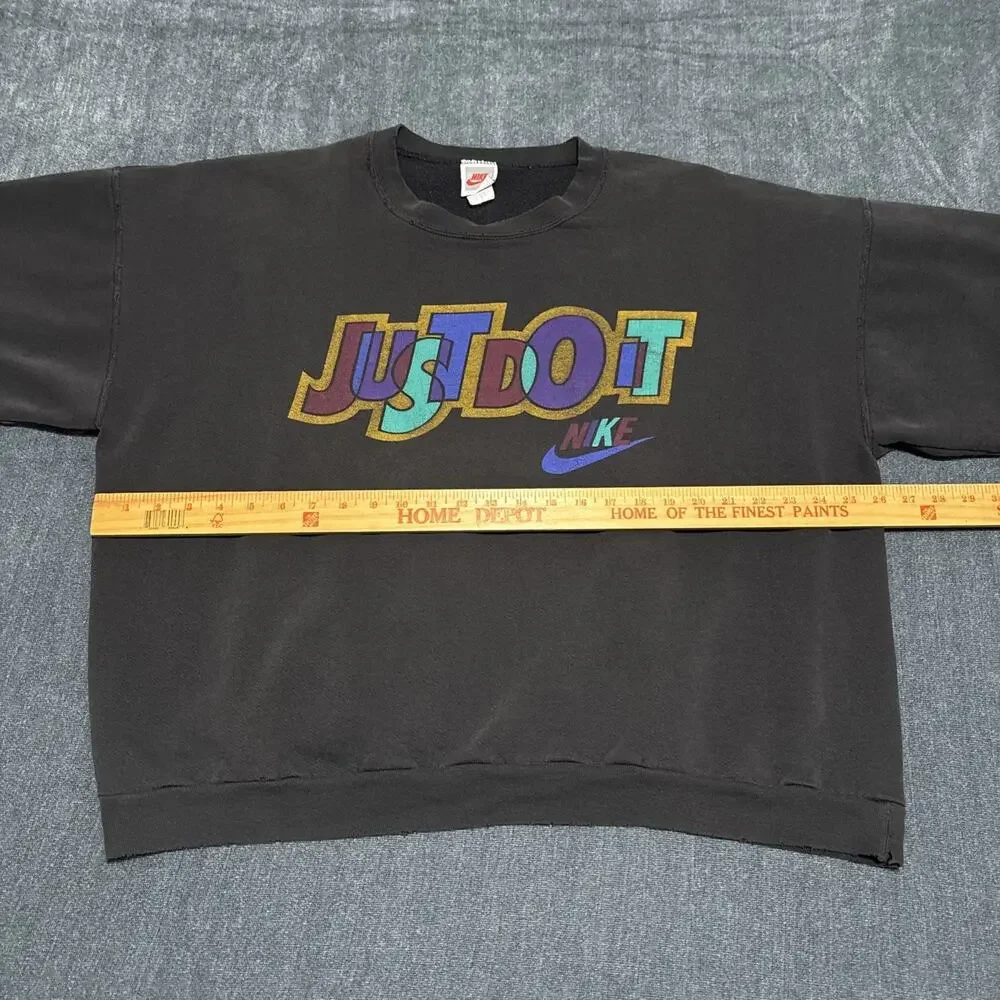 Vintage 90s Nike Just Do It Crewneck Sweatshirt Size L Red Gray Tag Distressed